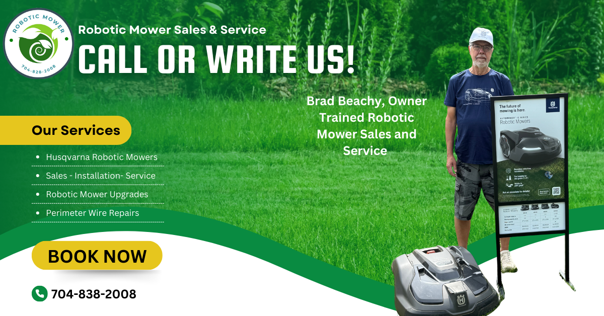 image shows Brad Beachy on contact us page for robotic mower sales and service