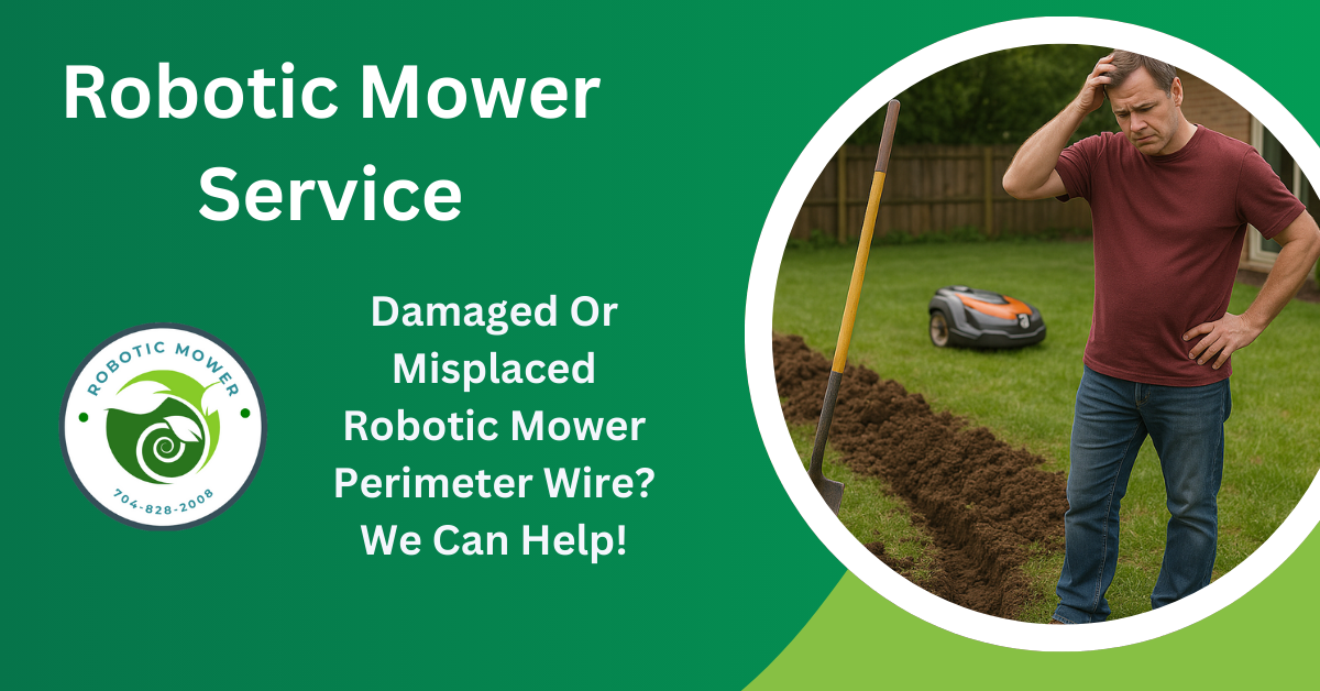 image shows robotic mower perimeter wire repair banner